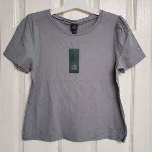 Women's Juniors Wild Fable Puff Short Sleeve T-Shirt, Light Grey, Size S, Size M